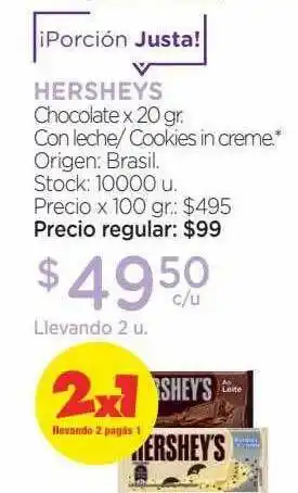 Farmacity Hersheys Chocolate x 20gr oferta