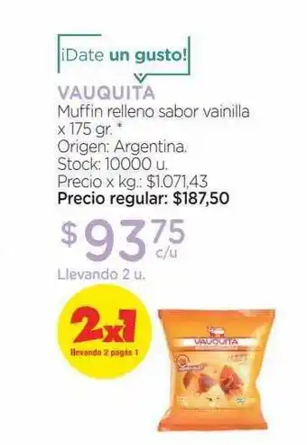 Farmacity Vauquita Muffin Relleno Sabor Vainilla x 175gr oferta