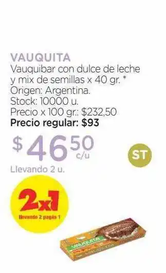 Farmacity Vauquita Vauquibar Con Dulce De Leche Y Mix De Semillas x 40gr oferta