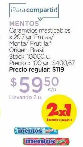Farmacity Mentos Caramelos Masticables x 297gr oferta