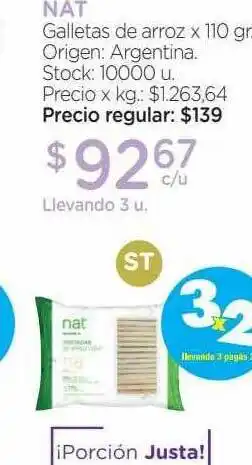 Farmacity Nat Galletas De Arroz x 110gr oferta