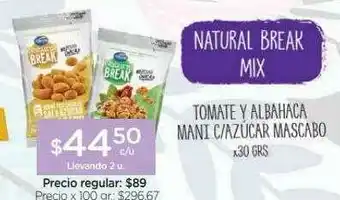Farmacity Natual Break Mix Tomate Y Albahaca Mani C-azucar Mascabo x 30grs oferta