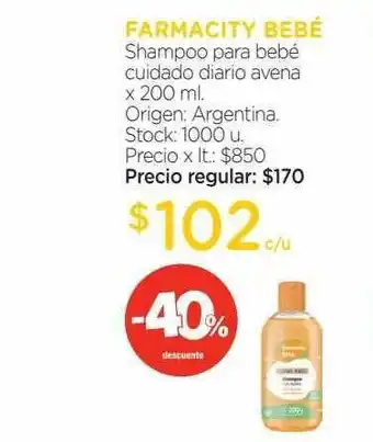 Farmacity Farmacity Bebé Shampoo Para Bebé Cuidado Diario Avena x 200ml oferta