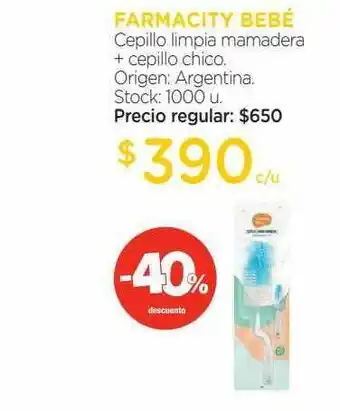 Farmacity Farmacity Bebé Cepillo Limpia Mamadera + Cepillo Chico -40% Descuento oferta