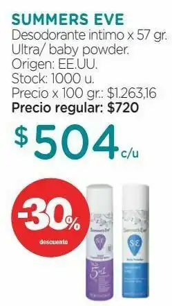 Farmacity Desodorante intimo summer's eve ultra x 57 g oferta