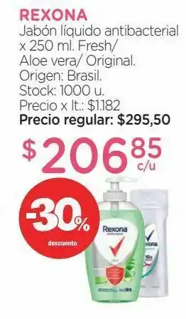 Jabón líquido rexona antibacterial fresh x 250 ml