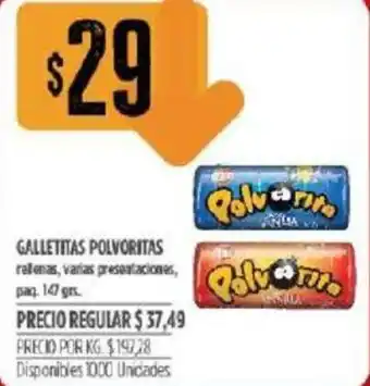 Supermercados Vea Polvoritas Galletitas rellenas, varias presentaciones, paq. 147grs oferta