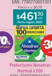 Farmacity Protectores diarios nosotras normales x 100 un oferta
