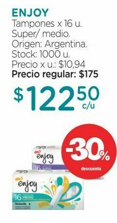 Farmacity Tampones biodegradables enjoy súper flujo intenso x 16 un oferta