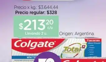 Farmacity Crema dental colgate total 12 whitening gel x 90 g oferta