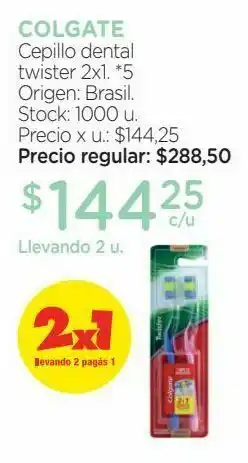 Farmacity Cepillo dental colgate twister x 2 un oferta