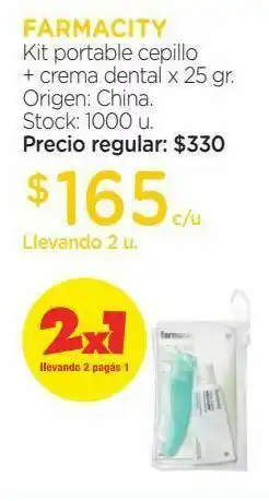 Farmacity Kit portable farmacity cepillo + crema dental x 25 g oferta
