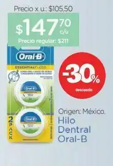 Farmacity Hilos dentales oral-b essential floss x 2 un oferta