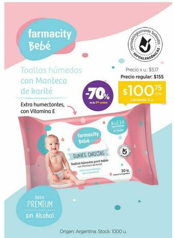 Farmacity Toallas húmedas farmacity bebé suaves caricias cross x 30 un oferta