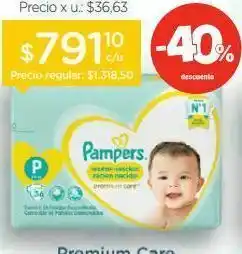 Farmacity Pañales pampers premium care hipoalergénico p x 36 un oferta