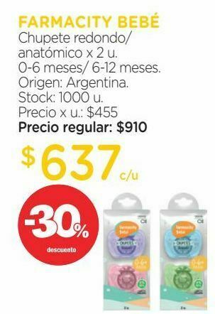 Farmacity Chupete de silicona farmacity bebé redondo 0-6 meses x 2 un oferta