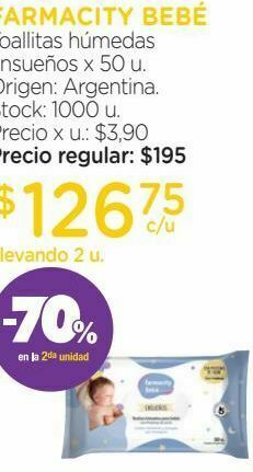 Farmacity Toallitas húmedas farmacity bebé ensueños x 50 un oferta