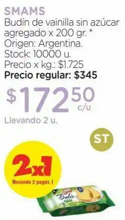 Farmacity Budín de vainilla sin azúcar agregado x 200 gr. oferta