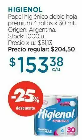 Farmacity Papel higiénico doble hoja premium 4 rollos x 30 mt. oferta