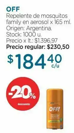 Farmacity Repelente de mosquitos family en aerosol x 165 ml. oferta