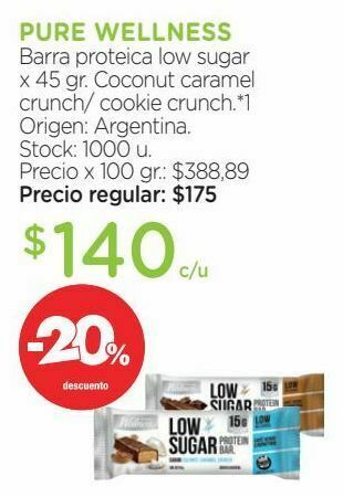 Farmacity Barra protéica pure wellness low sugar coconut caramel crunch x 45 g oferta