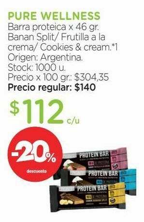 Farmacity Barra protéica pure wellness banana split x 46 g oferta