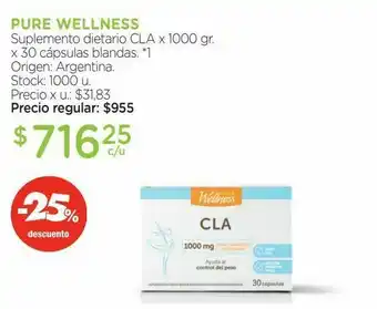 Farmacity Suplemento dietario pure wellness cla x 1000 g x 30 cápsulas blandas oferta