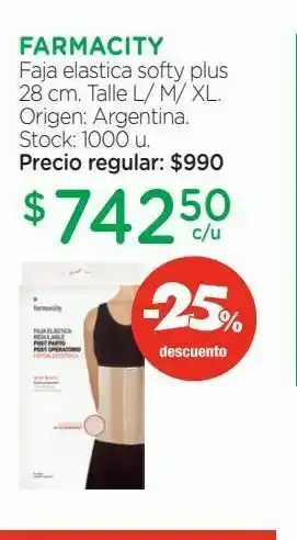 Farmacity Faja elastica softy plus 28 cm. oferta
