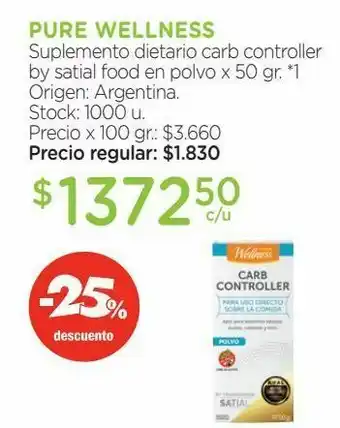 Farmacity Suplemento dietario carb controller pure wellness oferta