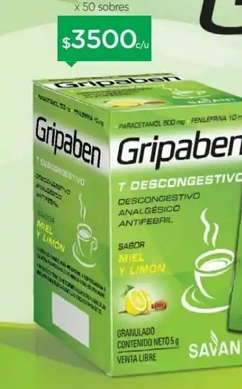 Farmacity Gripaben t descongestivo miel/limon sobres x 50 oferta