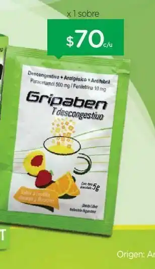 Farmacity Gripaben t descongestivo miel/limon x 1 sobre oferta