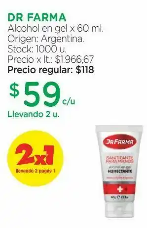 Farmacity Alcohol en gel x 60 ml. oferta