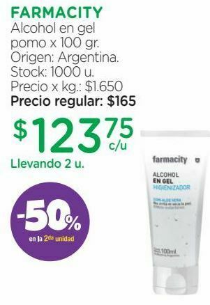 Farmacity Alcohol en gel pomo x 100 gr. oferta