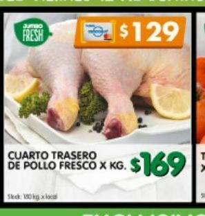 Jumbo Cuarto trasero de pollo fresco x kg oferta
