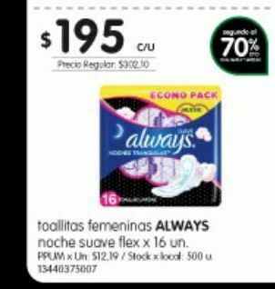 Jumbo Toallas femeninas always oferta