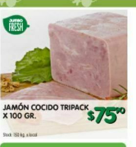 Jumbo Jamón cocido tripack x 100 gr oferta