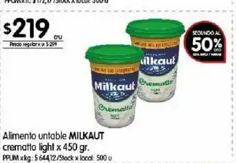 Disco Alimento untable milkaut x 450 g oferta