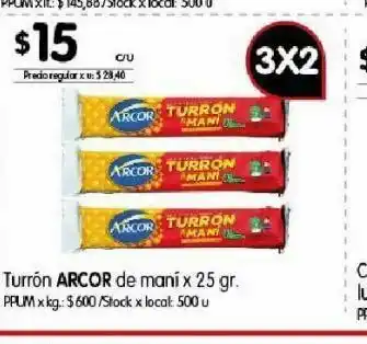 Disco Turrón arcor de mano x 25 gr oferta