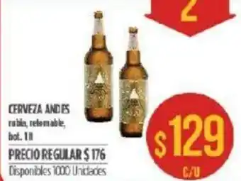 Supermercados Vea Cerveza Andes bot. 1lt oferta