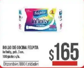 Supermercados Vea Felpita Rollo de Cocina pck 3un. 100 pallos c/u oferta