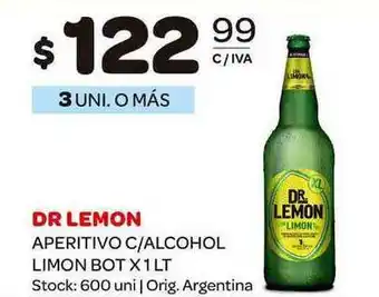 Carrefour Maxi Dr Lemon Aperitivo C- Alcohol Limon Bot 1lt oferta