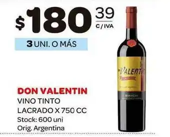 Carrefour Maxi Don Valentin Vino Tinto Lacrado 750cc oferta