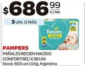Carrefour Maxi Pampers Pañales Recien Nacido Confortsec 36 uni oferta