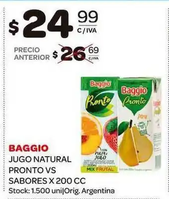 Carrefour Maxi Baggio Jugo Natural Pronto vs Sabores 200cc oferta