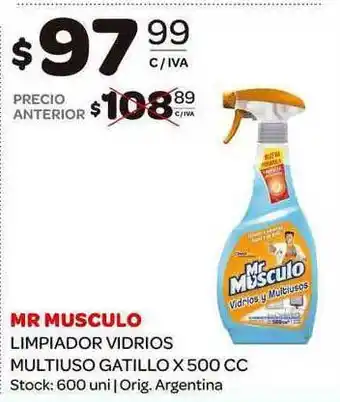 Carrefour Maxi Mr Musculo Limpiador Vidrios Multiuso Gatillo x 500cc oferta