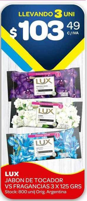 Carrefour Maxi Lux Jabon De Tocador vs Fragrancias 3 x 125grs oferta