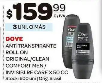 Carrefour Maxi Dove Antitranspirante Roll On Original - Clean Comfort Men - Invisible Care 50cc oferta