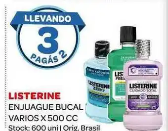 Carrefour Maxi Listerine Enjuague Bucal varios 500cc oferta