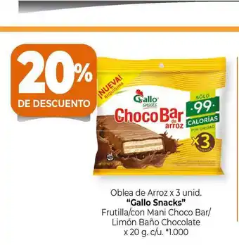 La Anonima Oblea De Arroz Gallot Snacks Frutilla Con Mani Choco Bar Limón Baño Chocolate x 20g oferta