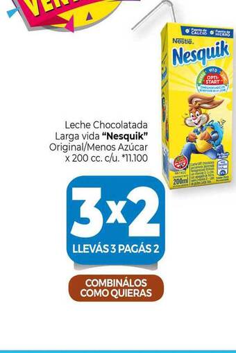 La Anonima Leche Chocolatada Larga Vida Nesquik Original Menos Azúcar x 200cc oferta